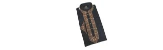 Men's Black Embroidered Kurta Shirt